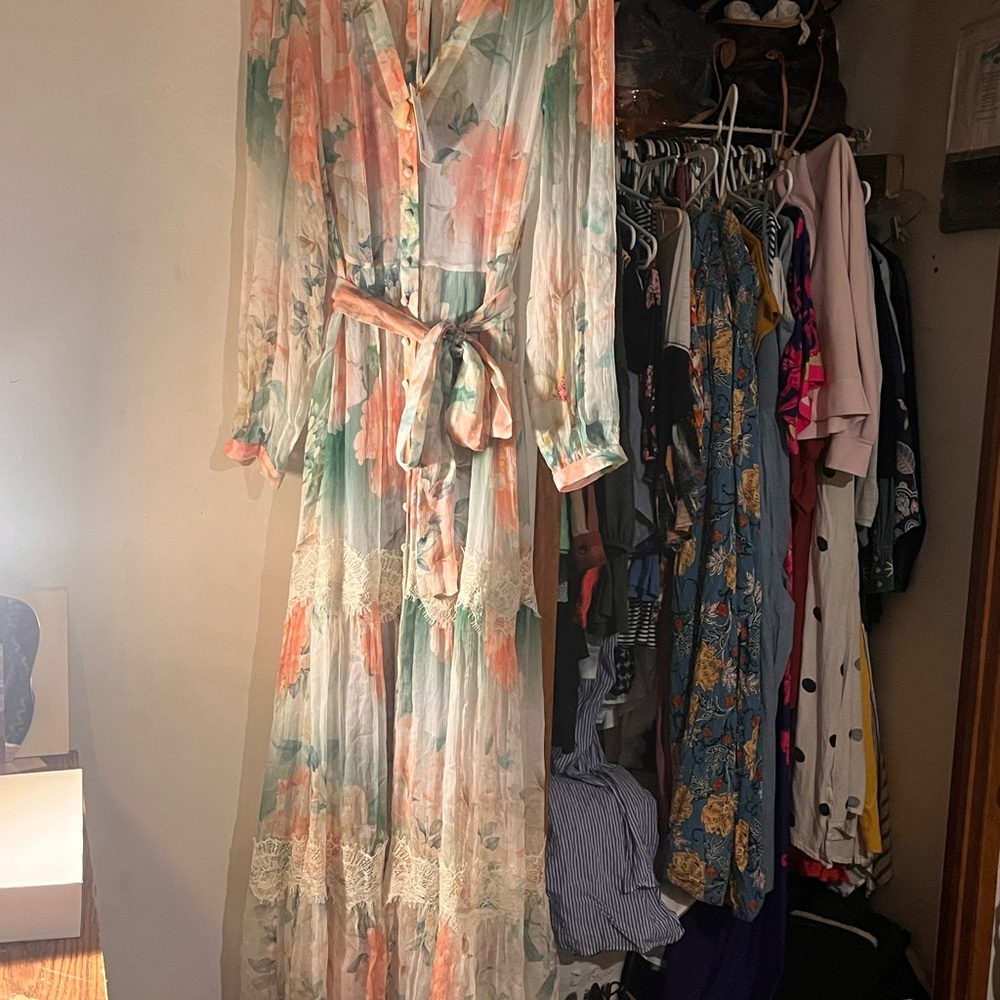Floral Chiffon “Johnny Was, ‘JADE’ maxi dress with seperate slip. NWT.